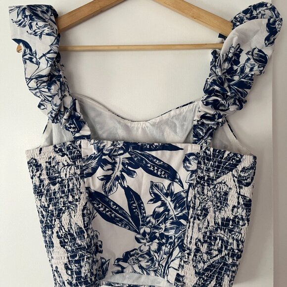 Abercrombie & Fitch Blue Floral Puff Sleeve Sleeveless Top - Picture 4 of 4
